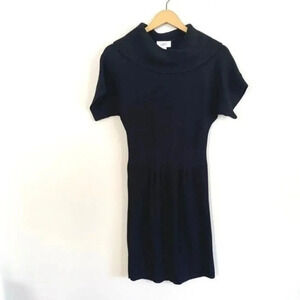 Loft Merino Wool Blend Black Cowl Neck Sweater Dress